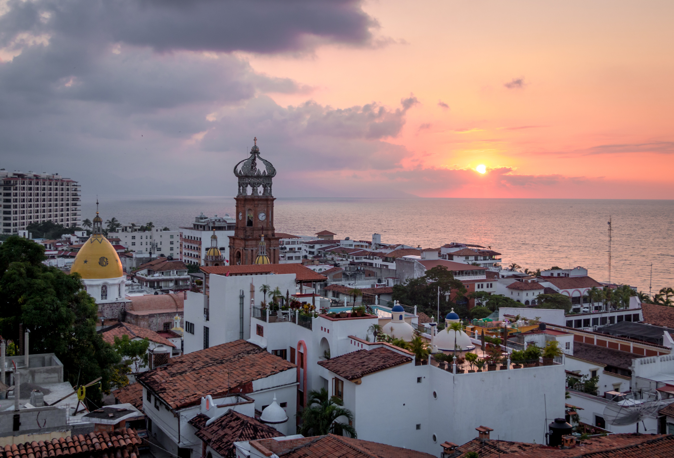 Downtown Puerto Vallarta at sunset - Puerto Vallarta, Jalisco, Mexico